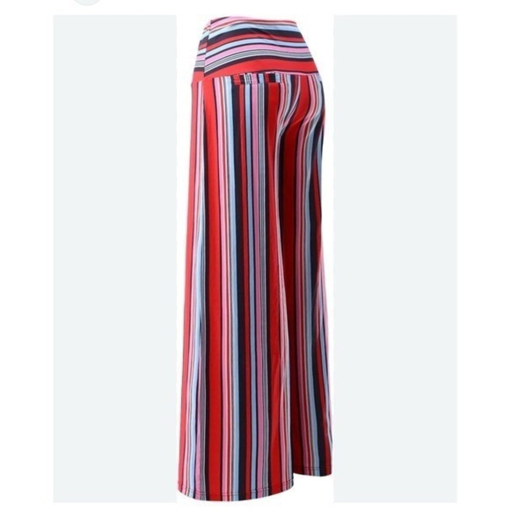 Arolina Palazzo Pants Red Blue Striped Wide Leg Women XXXL NWT
